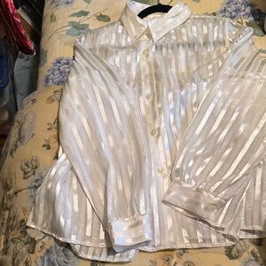 Elegant White Striped Women's Blouse